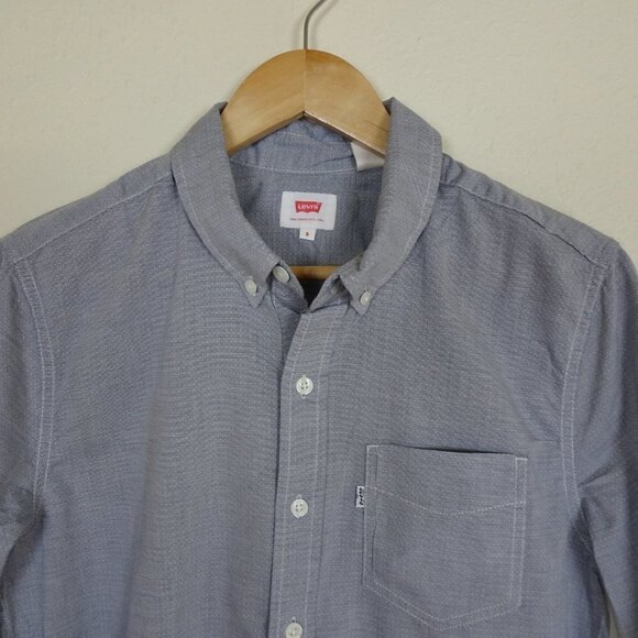 Levi's Button Front Shirt Men's Size S Gray Classic Preppy Work School Cotton - Picture 2 of 6